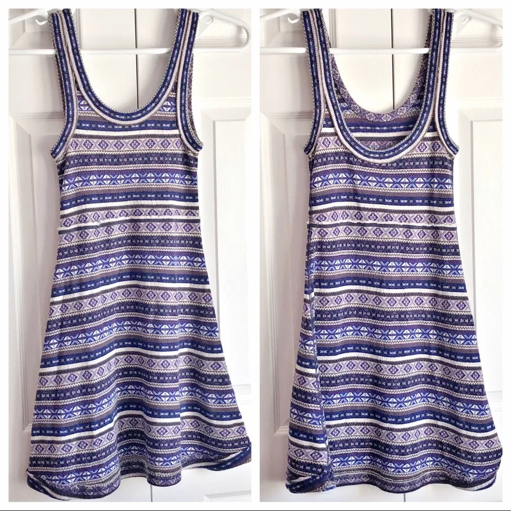 Free People Blue Boho Wool Blend Sleeveless Sweater Dress Size XS